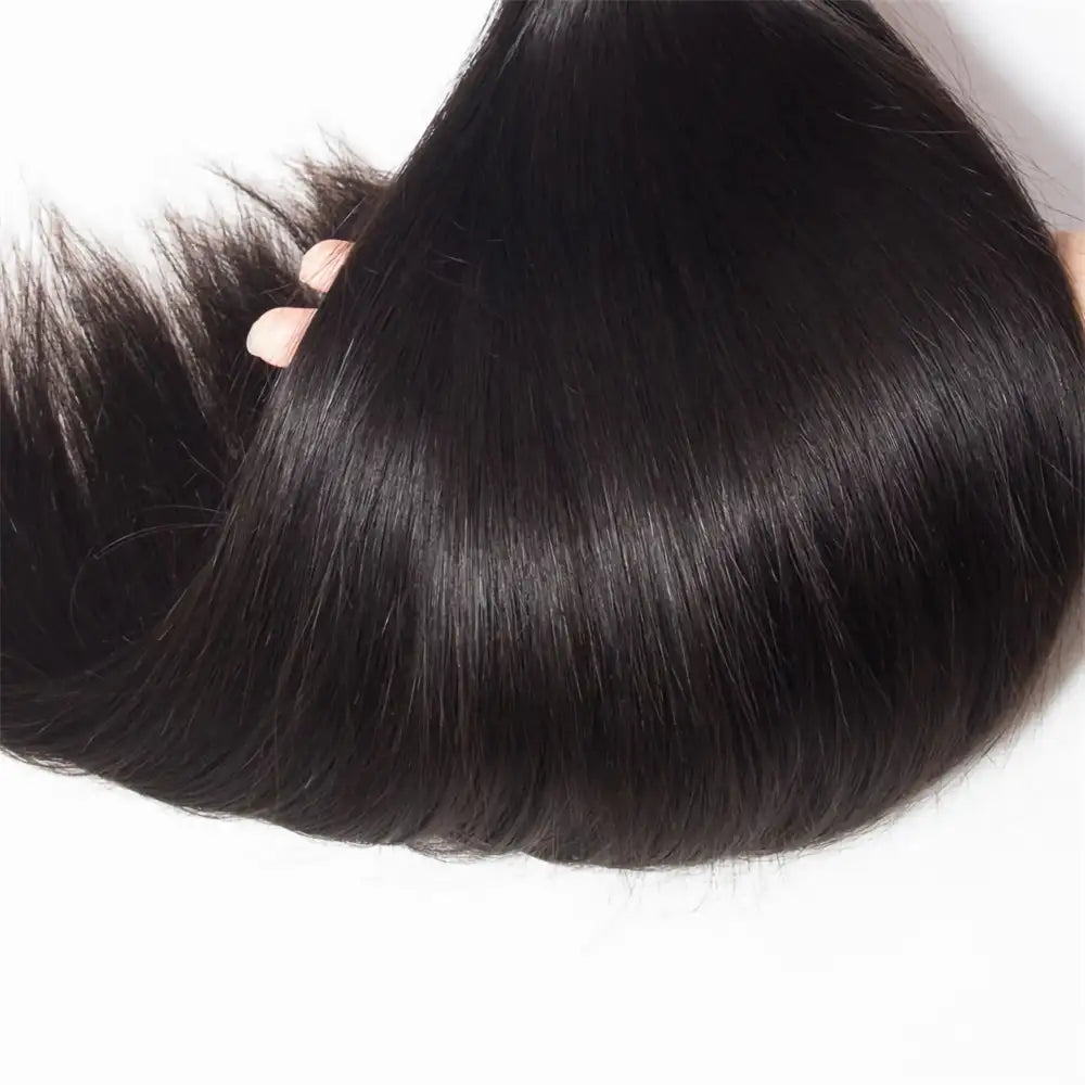 FEIBIN Straight 13x4 Lace Frontal Closure Pre-Plucked Brazillian Human Hair Free Part Extension