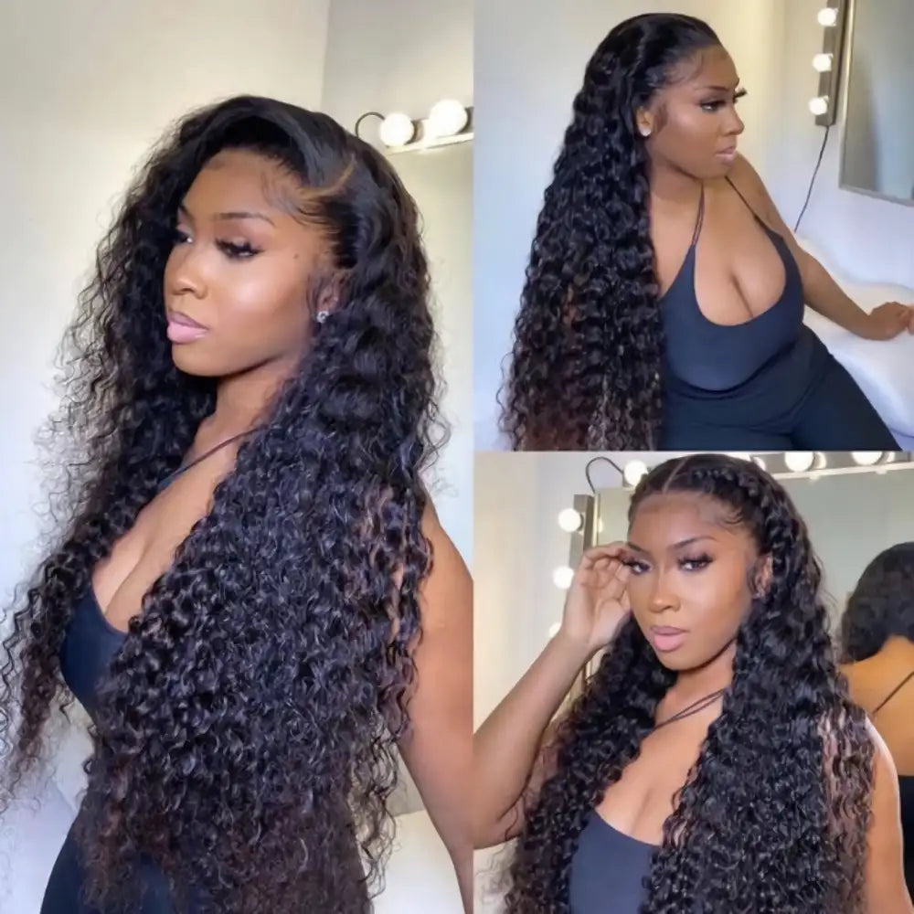 VIRGINESS Invisible 13x4 Lace Frontal Deep Wave Pre-Plucked Remy Human Hair Wig 180 Density