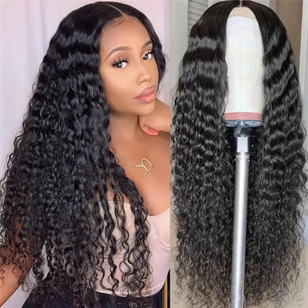 VIRGINESS Invisible 13x4 Lace Frontal Deep Wave Pre-Plucked Remy Human Hair Wig 180 Density