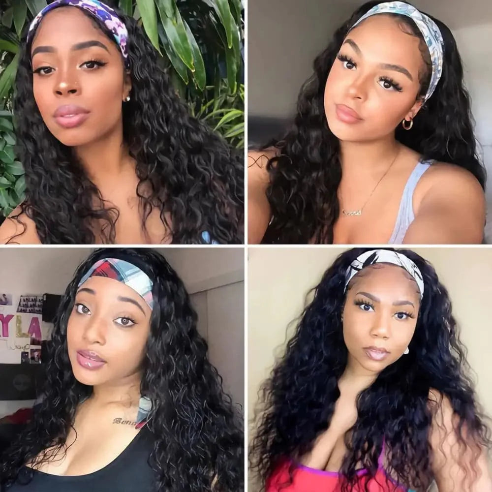 COSHGIRL Budget Friendly Deep Wave Real Human Hair Headband Wig 150 Density