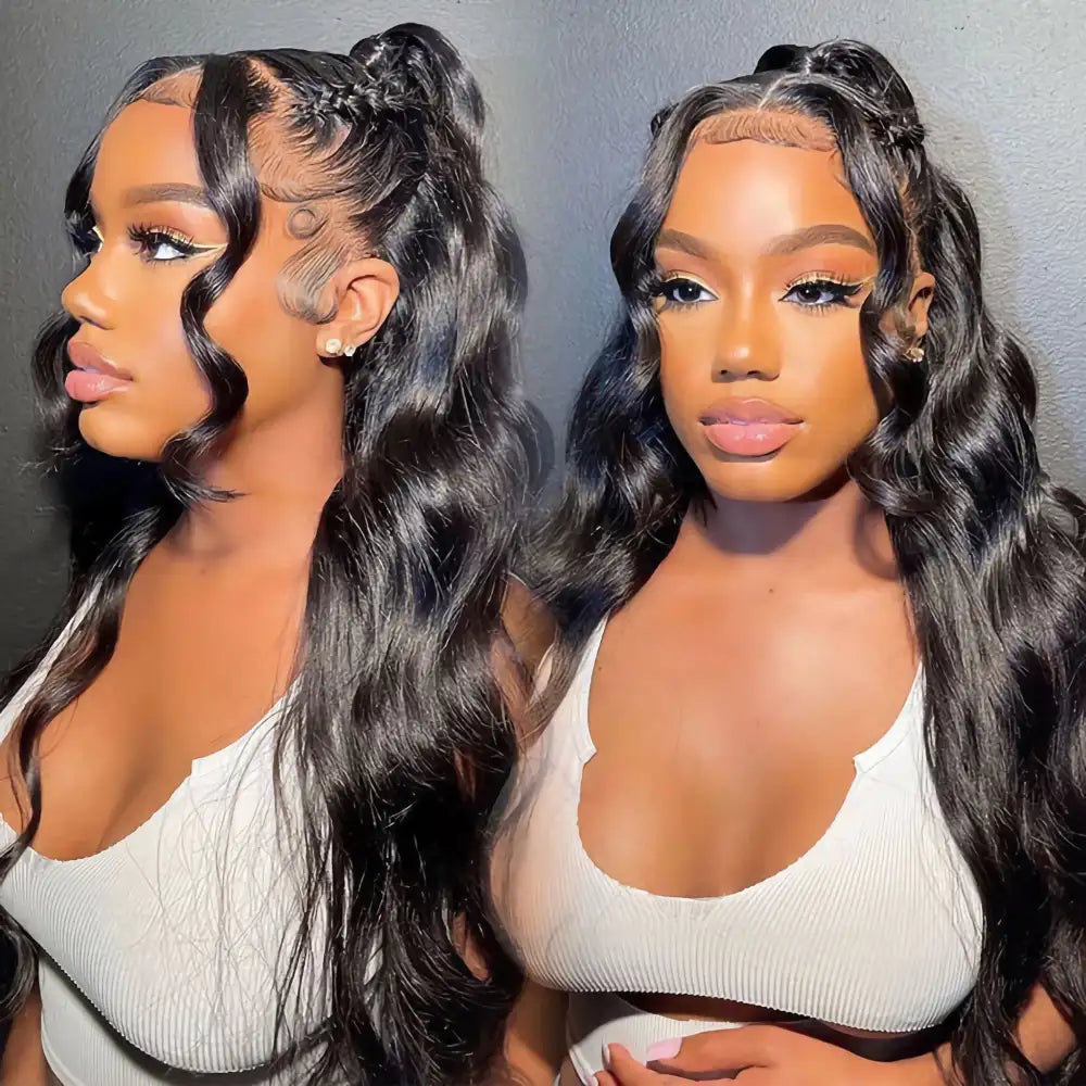 NICENOW Body Wave 13x4 Invisible Lace Frontal Human Hair Wig Virgin Brazillian Human Hair 180 Density