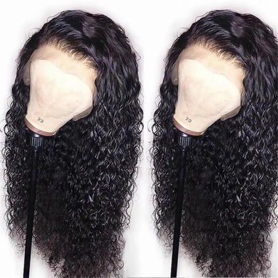 BOOPWINE 13x4 Lace Frontal Water Wave Human Hair Wig 100% Natural Hairline Virgin Brazillian Human Hair 180 Density