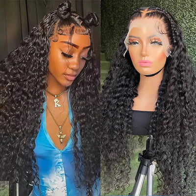 GENEROUSIES Wet Wavy 13x4 Transparent Lace Frontal Water Wave Human Hair Wig 100% Unprocessed Brazillian Human Hair