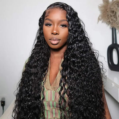 GENEROUSIES Wet Wavy 13x4 Transparent Lace Frontal Water Wave Human Hair Wig 100% Unprocessed Brazillian Human Hair