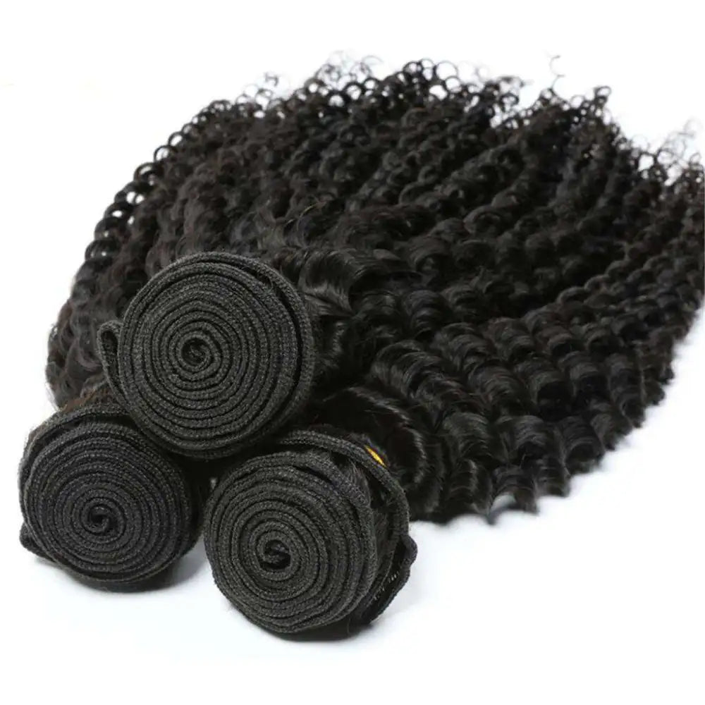 FEIBIN Mongolian Afro Kinky Curly Human Hair Weaves 3 Bundles/Pack