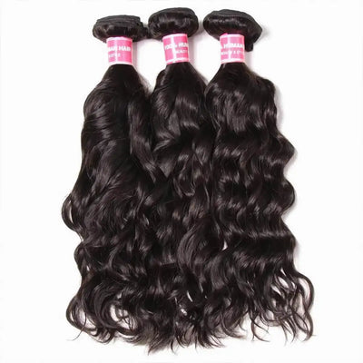 QUEENSET Water Wave Human Hair Bundles with 4x4 Lace Closure 100% Real Natural Looking Brazillian Hair Weaves