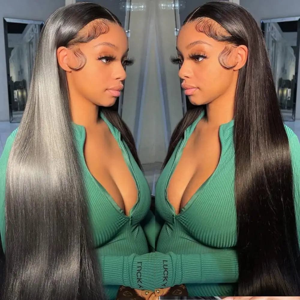 MAYTUNE Invisible 13x4 Lace Frontal Long Straight Human Hair Wig 100% Brazillian Human Hair Made