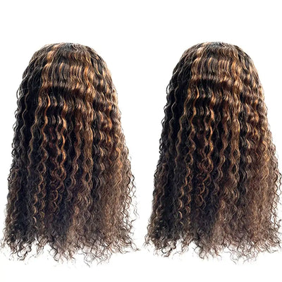 NICMISS Highlight Ombre Blonde Deep Wave Headband Wig Virgin Brazillian Hair Wig with Bands