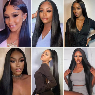UNVIZOSSA Transparent HD 13x4 Lace Frontal Long Straight Real Human Hair Wig 150 Density