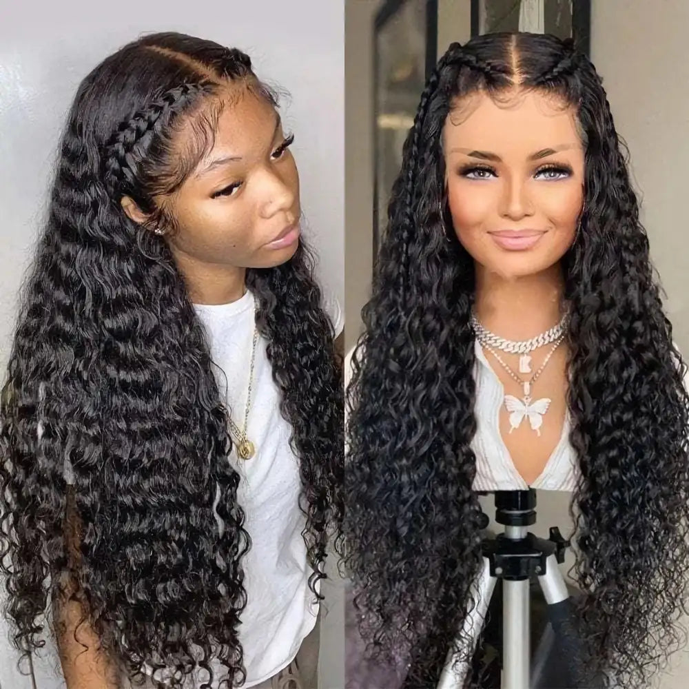 WENYAN Transparent 13x4 Lace Frontal Deep Wave Human Hair Wig 100% Remy Hair Made 150 Density