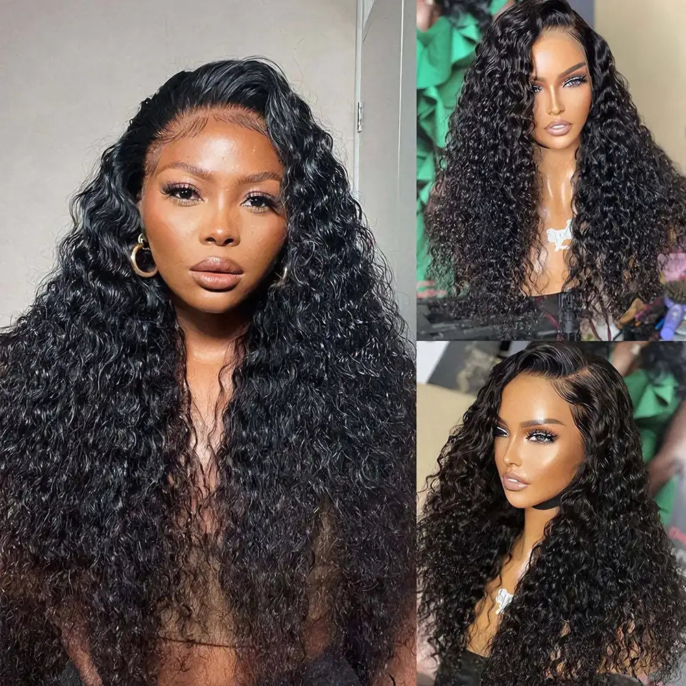 WENYAN Transparent 13x4 Lace Frontal Deep Wave Human Hair Wig 100% Remy Hair Made 150 Density