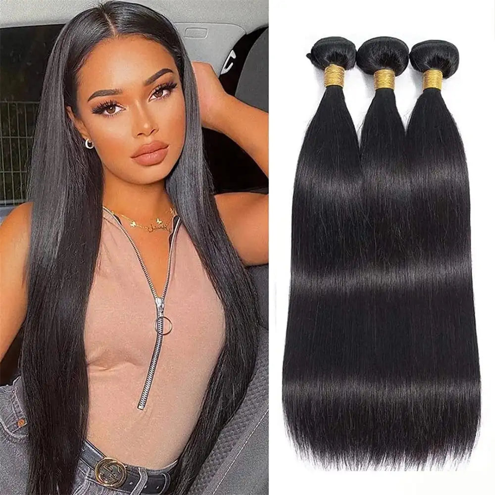 REBASAR Straight Remy Hair Bundles 3pcs/pack 100% Brazillian Human Hair Quick Weft Weaves