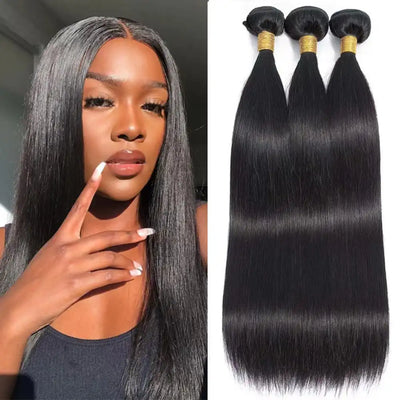 REBASAR Straight Remy Hair Bundles 3pcs/pack 100% Brazillian Human Hair Quick Weft Weaves