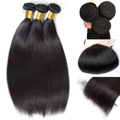 REBASAR Straight Remy Hair Bundles 3pcs/pack 100% Brazillian Human Hair Quick Weft Weaves