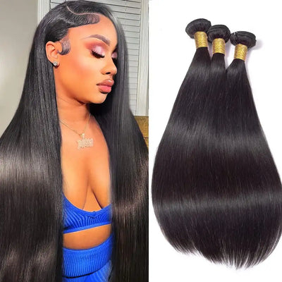 REBASAR Straight Remy Hair Bundles 3pcs/pack 100% Brazillian Human Hair Quick Weft Weaves