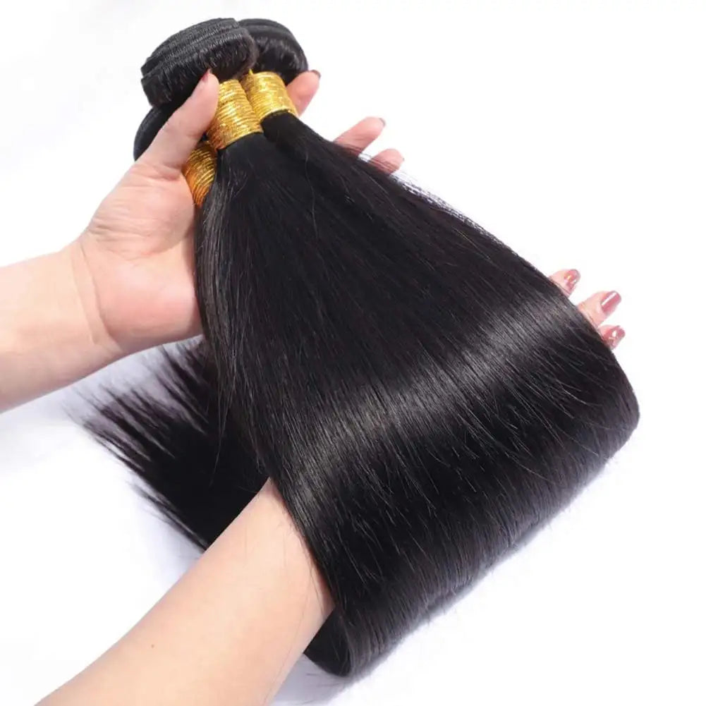 REBASAR Straight Remy Hair Bundles 3pcs/pack 100% Brazillian Human Hair Quick Weft Weaves