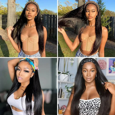 TNICE None Lace Glueless Straight Hair Wig Virgin Human Hair Wig with Bands