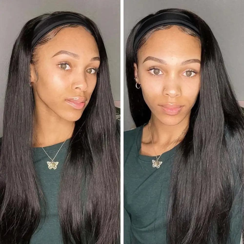 TNICE None Lace Glueless Straight Hair Wig Virgin Human Hair Wig with Bands
