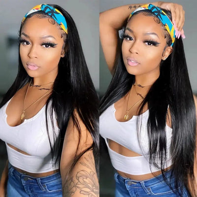 TNICE None Lace Glueless Straight Hair Wig Virgin Human Hair Wig with Bands