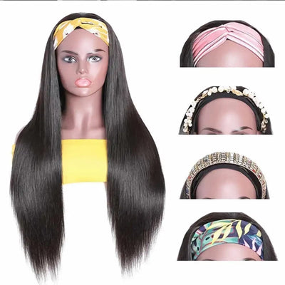 TNICE None Lace Glueless Straight Hair Wig Virgin Human Hair Wig with Bands