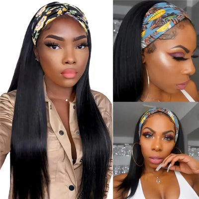 TNICE None Lace Glueless Straight Hair Wig Virgin Human Hair Wig with Bands