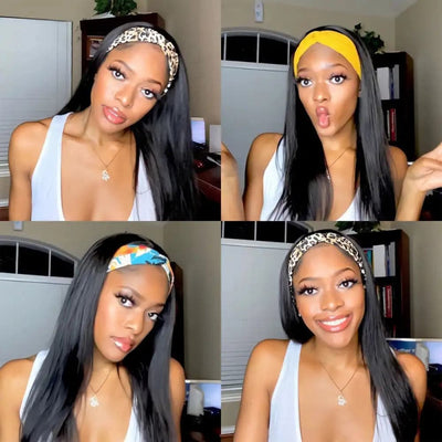 TNICE None Lace Glueless Straight Hair Wig Virgin Human Hair Wig with Bands
