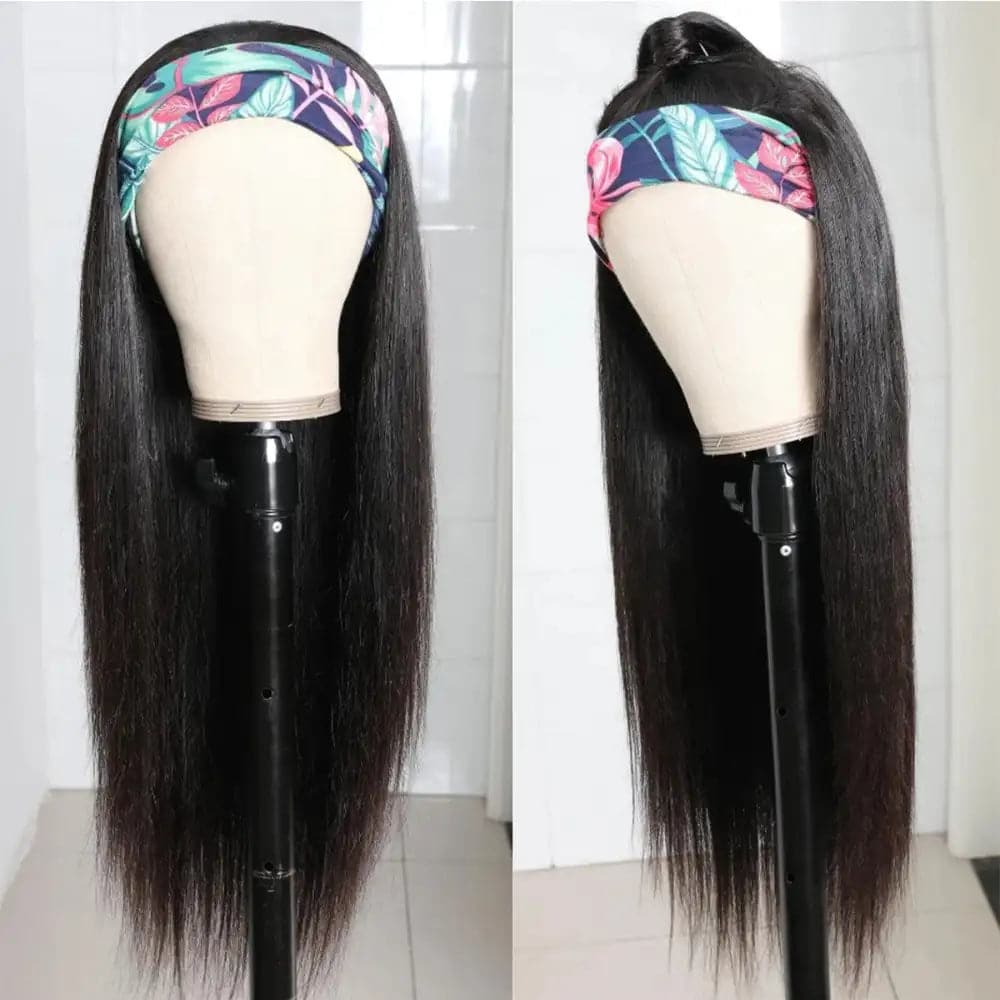 REBASAR Glueless Long Straight Human Hair Wig Brazillian Virgin Hair Made With Bands