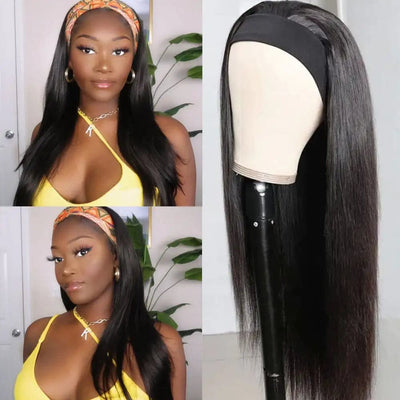 TNICE None Lace Glueless Straight Hair Wig Virgin Human Hair Wig with Bands