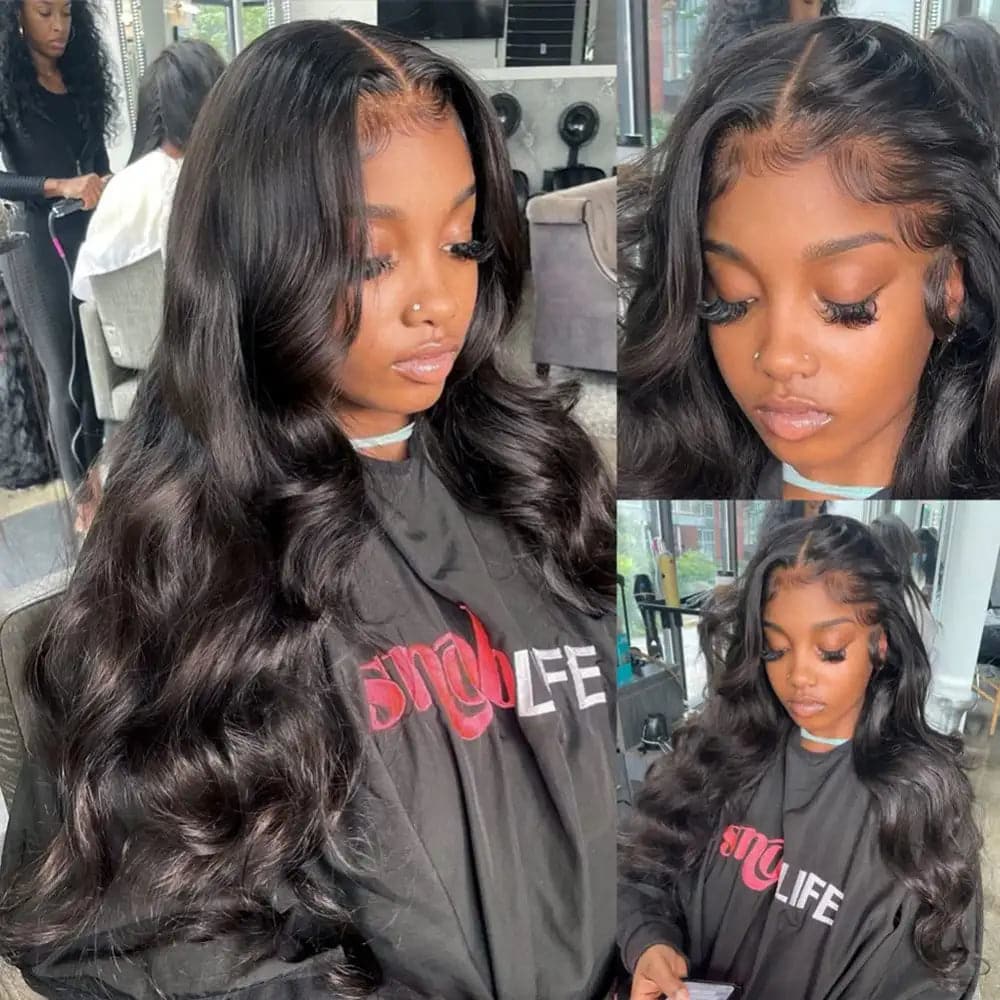 HERTUNE 4x4 HD Lace Closure Pre-Plucked Body Wave Real Human Hair Wig 150 Density