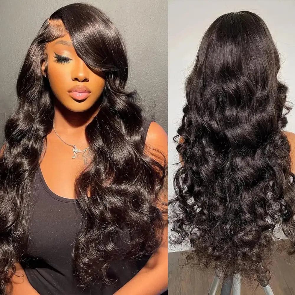 HERTUNE 4x4 HD Lace Closure Pre-Plucked Body Wave Real Human Hair Wig 150 Density