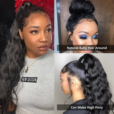 HERTUNE 4x4 HD Lace Closure Pre-Plucked Body Wave Real Human Hair Wig 150 Density