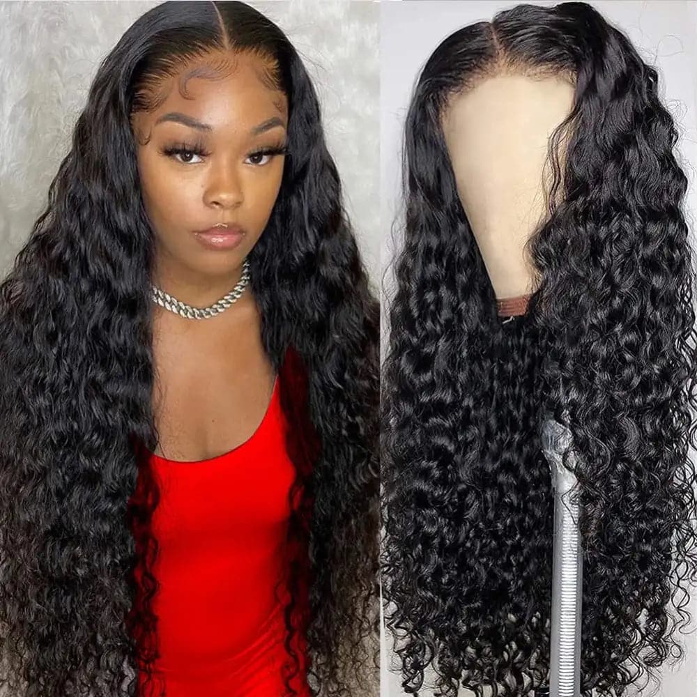 WENYAN Transparent 13x4 Lace Frontal Deep Wave Human Hair Wig 100% Remy Hair Made 150 Density