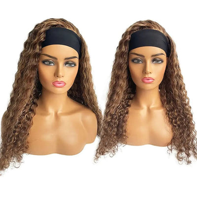 CELIARITA Ombre Blonde Colored Deep Wave Real Human Hair Headband Wig