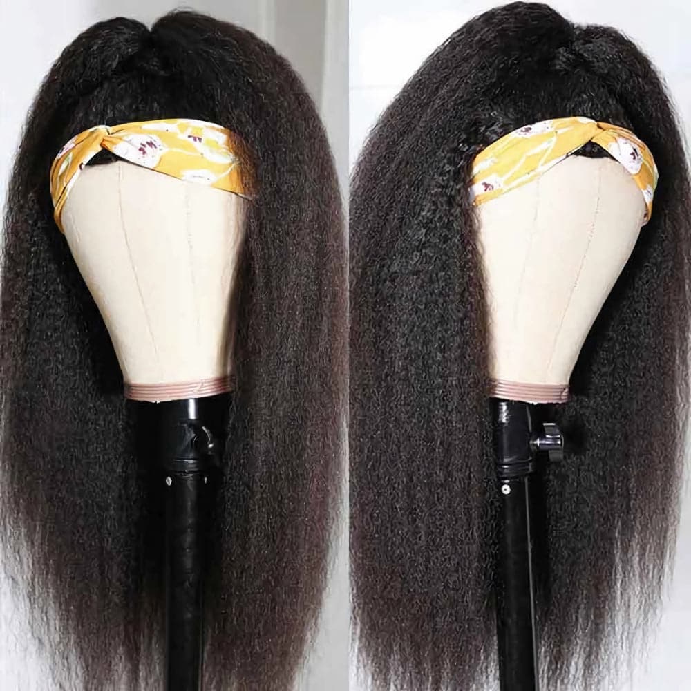 TNICE Yaki Straight Headband Wig Virgin Human Hair Wigs with Kinky Edges