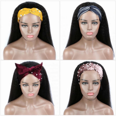 TNICE Yaki Straight Headband Wig Virgin Human Hair Wigs with Kinky Edges