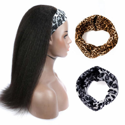 TNICE Yaki Straight Headband Wig Virgin Human Hair Wigs with Kinky Edges