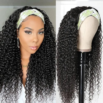 SMOOTHAIR Kinky Curly Headband Wig Remy Human Hair Wig with Bands 150 Density